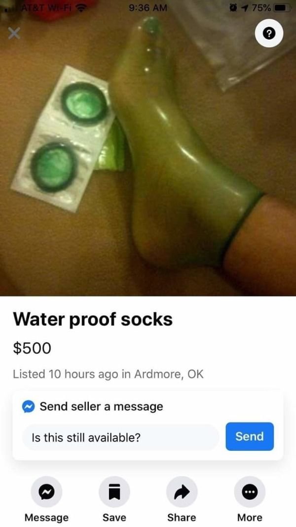 homemade waterproof socks - At&T WiFi 0 1 75% Water proof socks $500 Listed 10 hours ago in Ardmore, Ok Send seller a message Is this still available? Send Message Save More