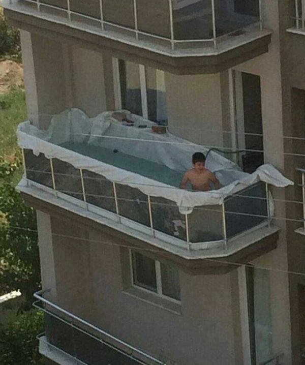 balcony pool kid