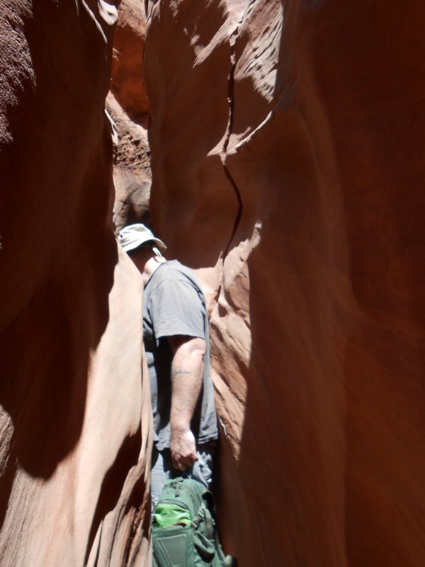 “Slot canyon so tight I had to take off my hydration pack.”