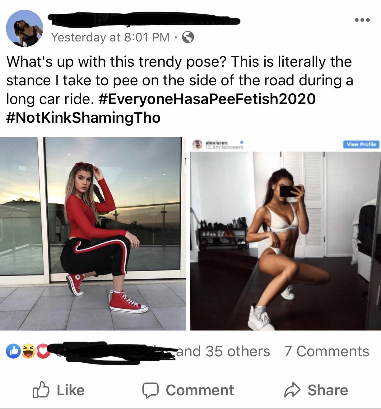 alexis ren mirror - Yesterday at What's up with this trendy pose? This is literally the stance I take to pee on the side of the road during a long car ride. Tho alexisren 12.8m ers View Profile il En 08 and 35 others 7 Comment