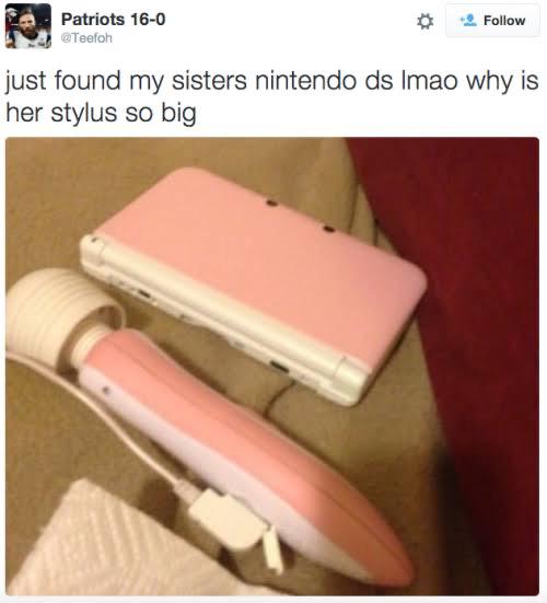 ds memes - Patriots 160 Teefon 2 just found my sisters nintendo ds Imao why is her stylus so big