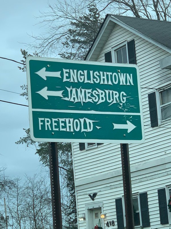 “The sign near my house is starting to peel which has resulted in the town names looking like they’re in a bad ass font.”