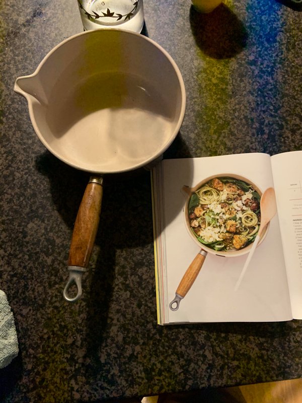 “We have the same saucepan as this cookbook.”