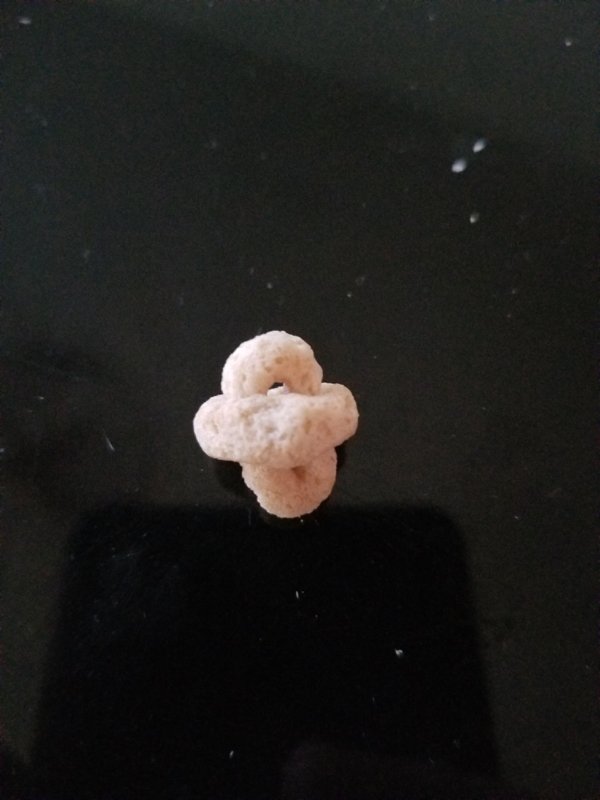 “I found a cheerio when getting some cereal that was looped through another.”