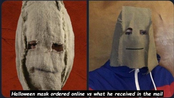 human - Halloween mask ordered online vs what he received in the mail