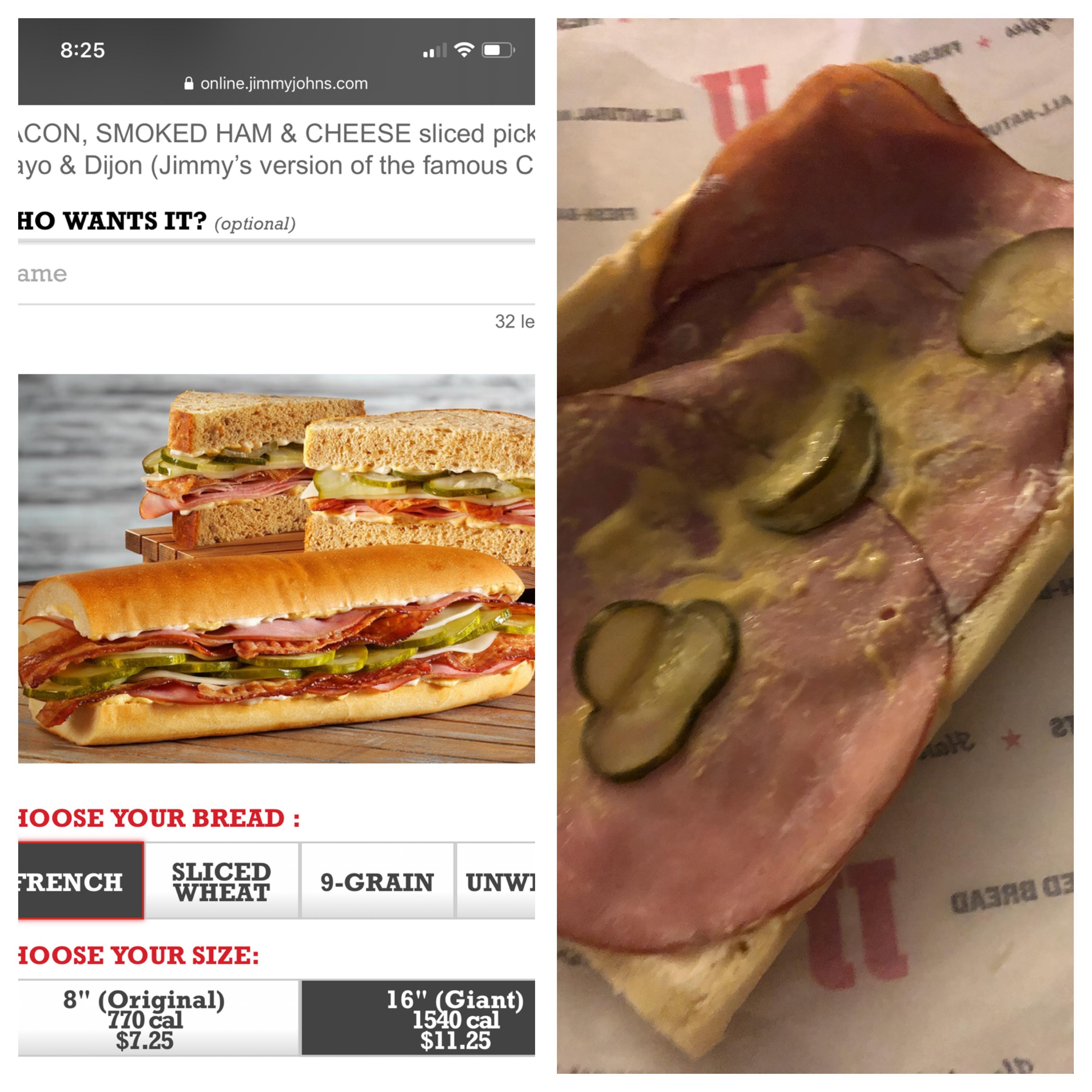 fast food - online.m ons.com Con, Smoked Ham & Cheese sliced pick iyo & Dijon Jimmy's version of the famous C Ho Wants It? optional ame 32 le Ioose Your Bread French Sliced 9Grain Unwi Garage Ioose Your Size 8" Original