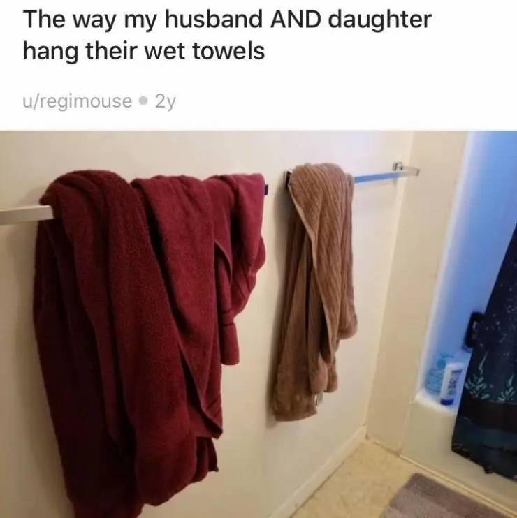 clothes hanger - The way my husband And daughter hang their wet towels uregimouse2y