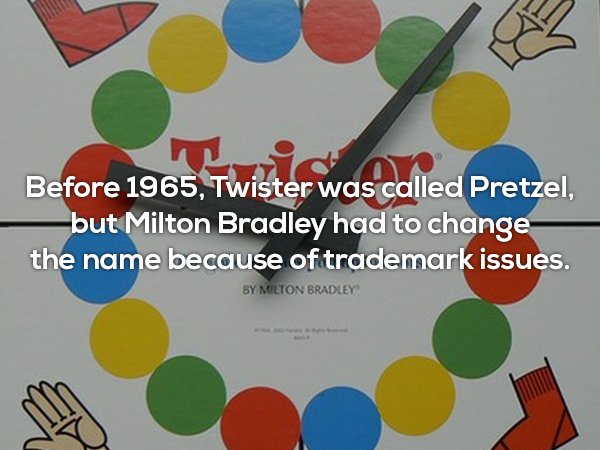 homemade twister game - Before 1965, Twister was called Pretzel but Milton Bradley had to change the name because of trademark issues. Sy Milton Bradley