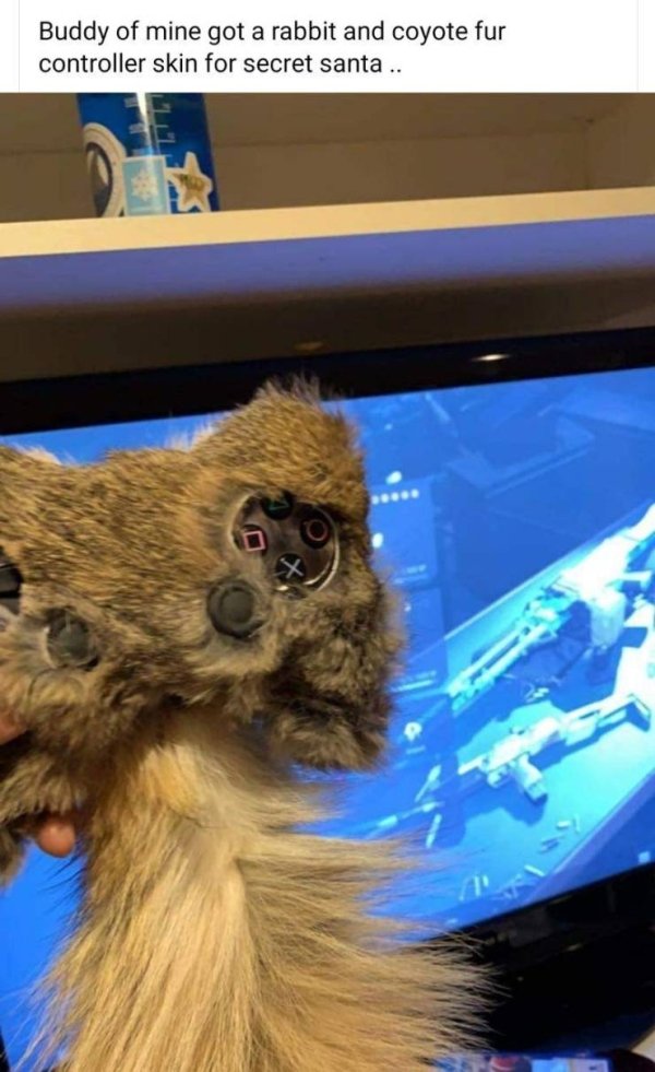 Buddy of mine got a rabbit and coyote fur controller skin for secret santa ..