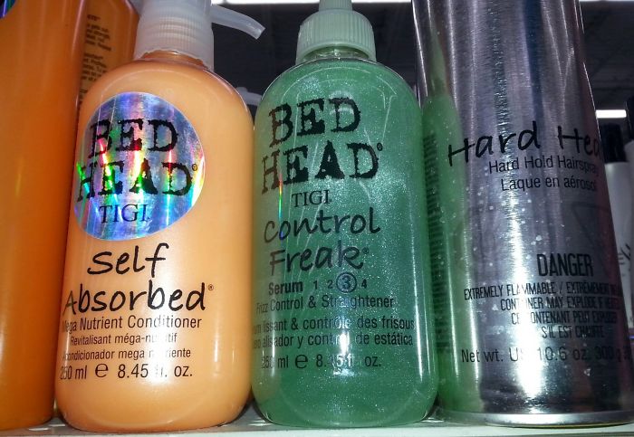 bottle - Bed Bed arate Head Tigi Hard Hold Hairste Laque en aross Tigi self Absorbed control Freak Danger Extremely Flavamable Extreme Con Ner Many Explinete Contenant Peltie Serum 1 2 3 4 Control & Straghtener iss ant & contrle des frisous allador y cont