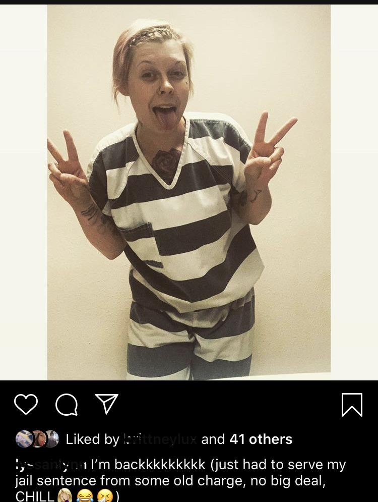 photo caption - w o o Sd d by Sittneylux and 41 others l'm backkkkkkkkk just had to serve my jail sentence from some old charge, no big deal, Chill