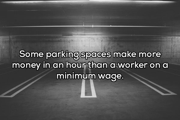 monochrome photography - Some parking spaces make more money in an hour than a worker on a minimum wage.