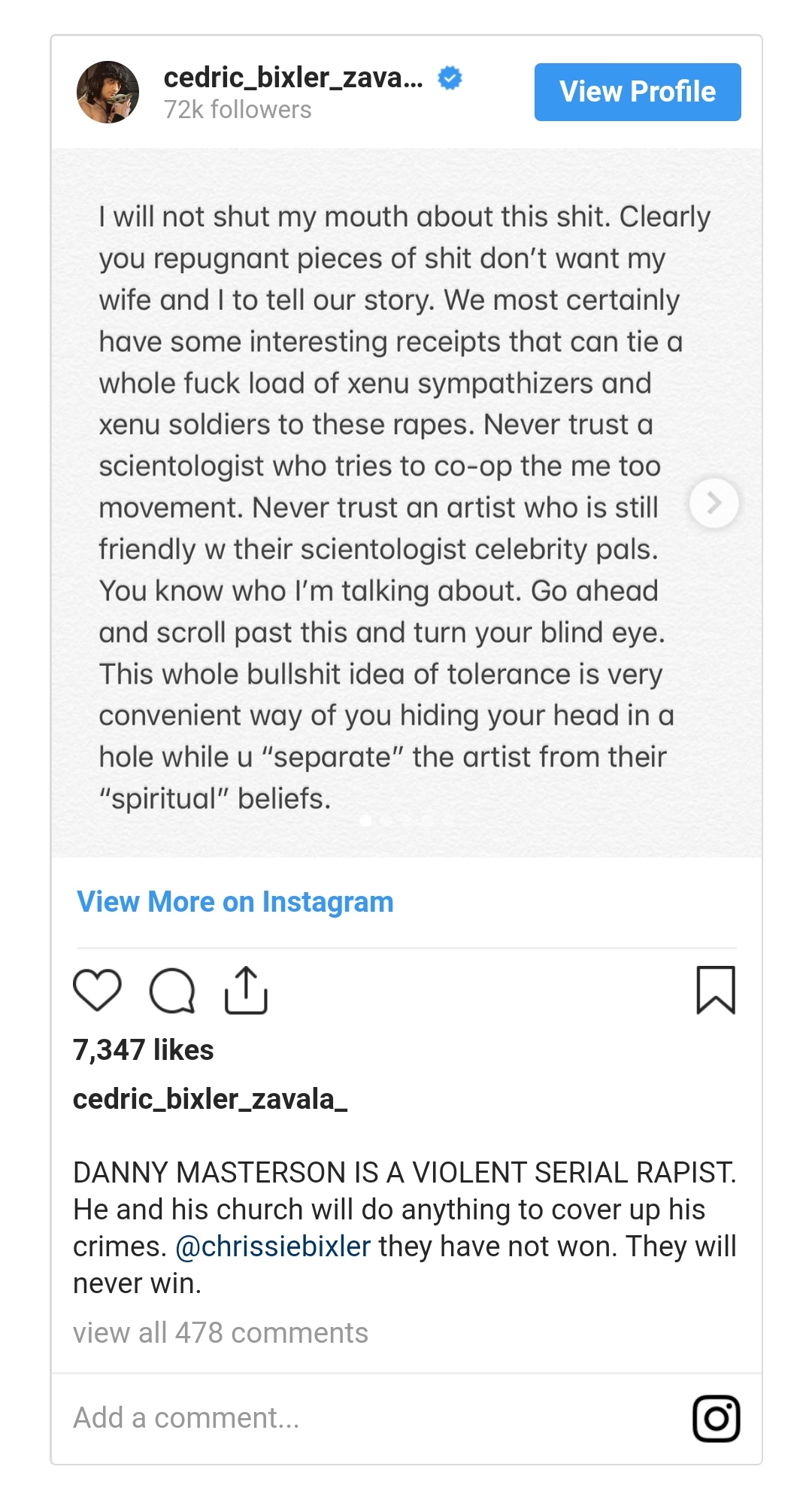 document - cedric_bixler_zava... 72 ers View Profile I will not shut my mouth about this shit. Clearly you repugnant pieces of shit don't want my wife and I to tell our story. We most certainly have some interesting receipts that can tie a whole fuck load