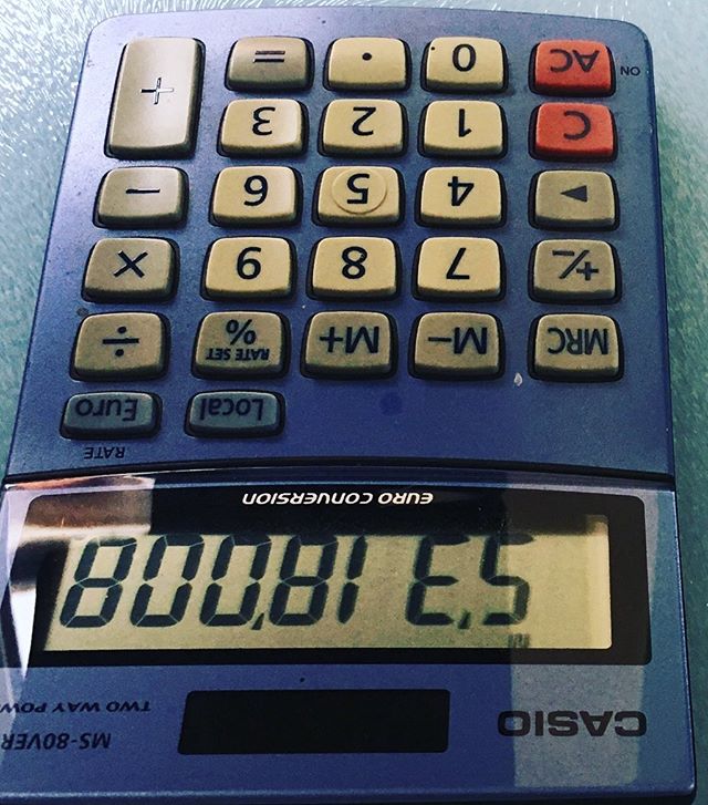 calculator - Ms80VER Casio Two Way Pow 53 Arab Euro Conversion Rate Local Euro Rate Set M % 18 9 5 6 27 3 On