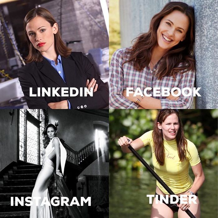 jennifer garner en bikini - Linkedin \Cebook Instagram Tinder
