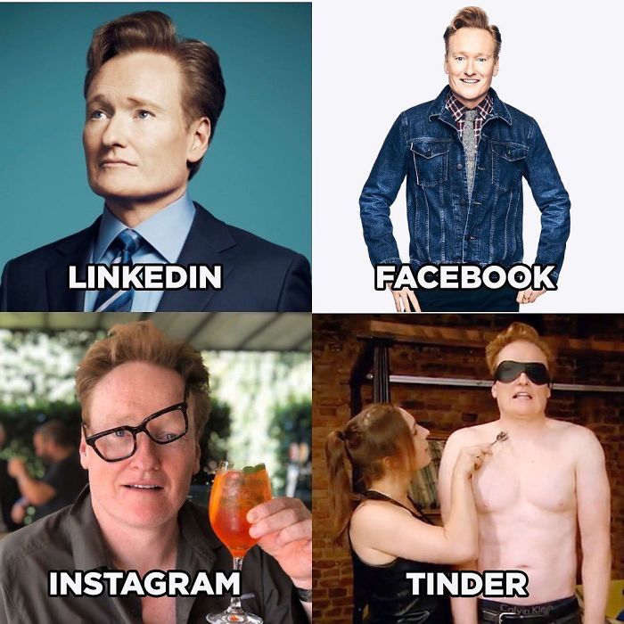 Conan O'Brien - Linkedin Facebook Instagram Tinder