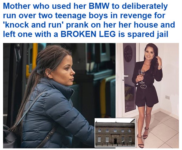 shoulder - Mother who used her Bmw to deliberately run over two teenage boys in revenge for 'knock and run' prank on her her house and left one with a Broken Leg is spared jail Haus