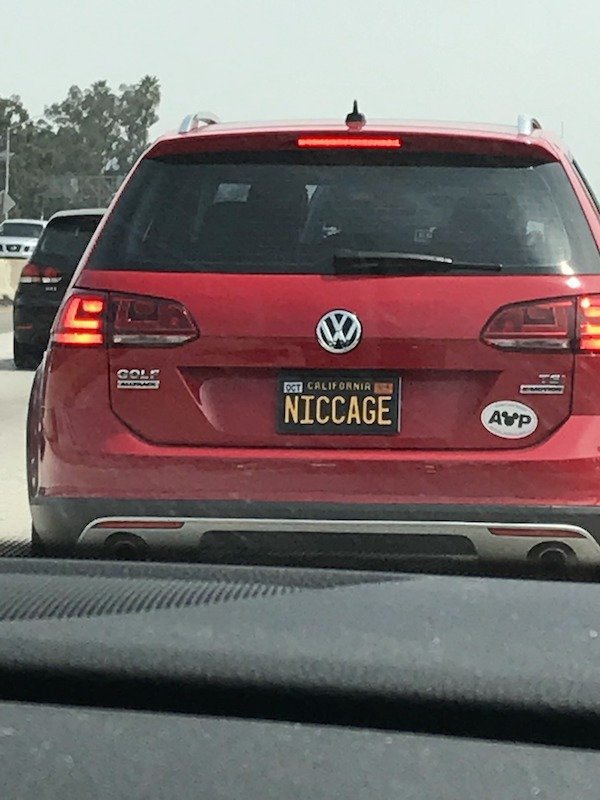 vehicle registration plate - Oct Californir Niccage Ayp