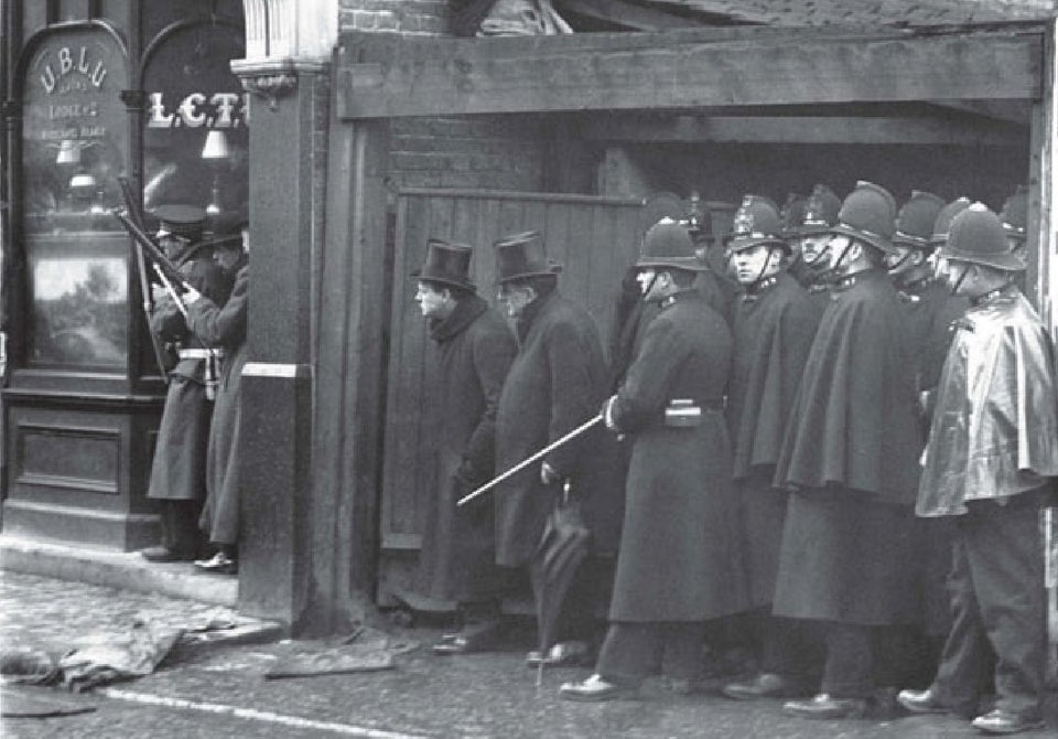 Winston Churchill at the Siege of Sidney Street, London. 1911.