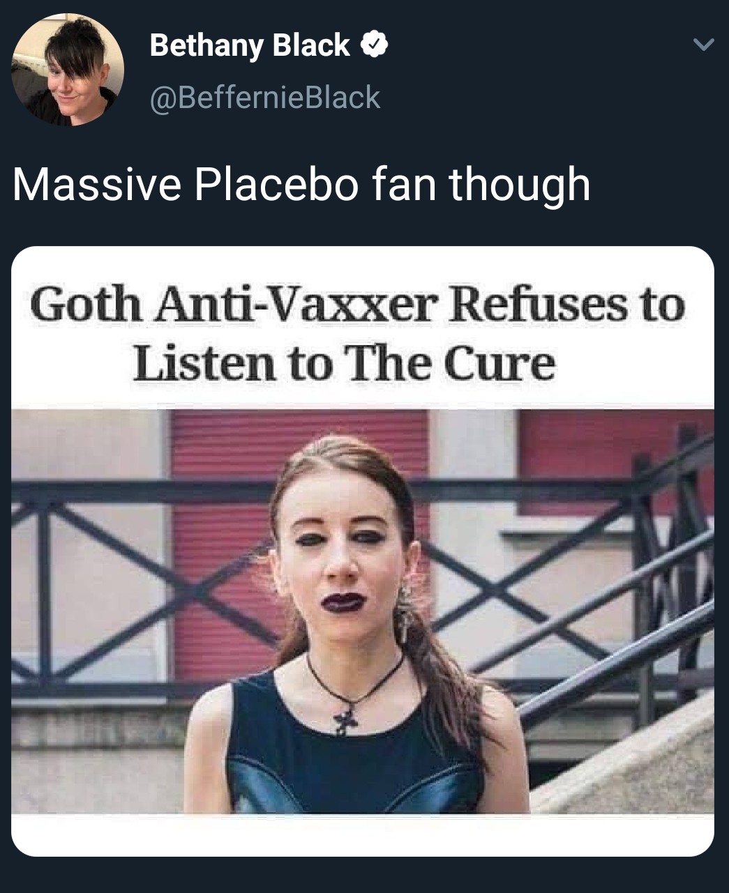 goth anti vaxxer - Bethany Black Massive Placebo fan though Goth AntiVaxxer Refuses to Listen to The Cure