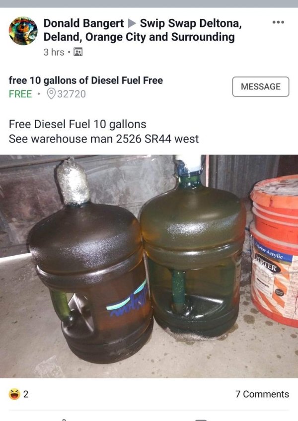 cookware and bakeware - Donald Bangert Swip Swap Deltona, Deland, Orange City and Surrounding 3 hrs. free 10 gallons of Diesel Fuel Free Free 32720 Message Free Diesel Fuel 10 gallons See warehouse man 2526 SR44 west e Acrylic Orter 7