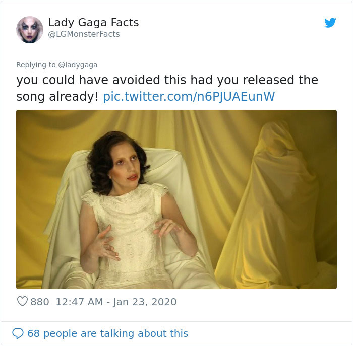 girl - Lady Gaga Facts you could have avoided this had you released the song already! pic.twitter.comn6PJUAEunW 880