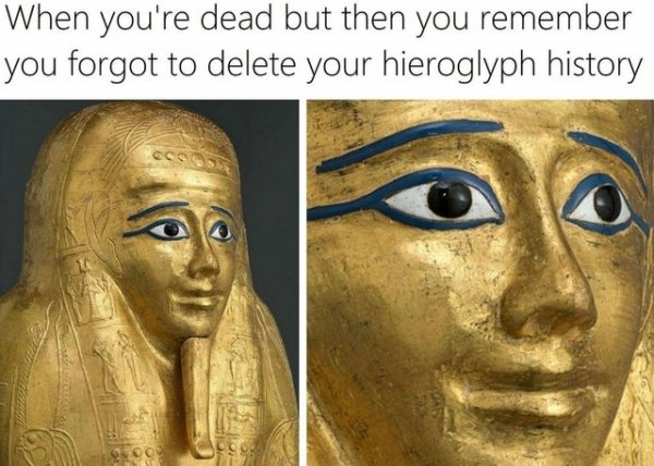 you forget to delete your hieroglyph history - When you're dead but then you remember you forgot to delete your hieroglyph history