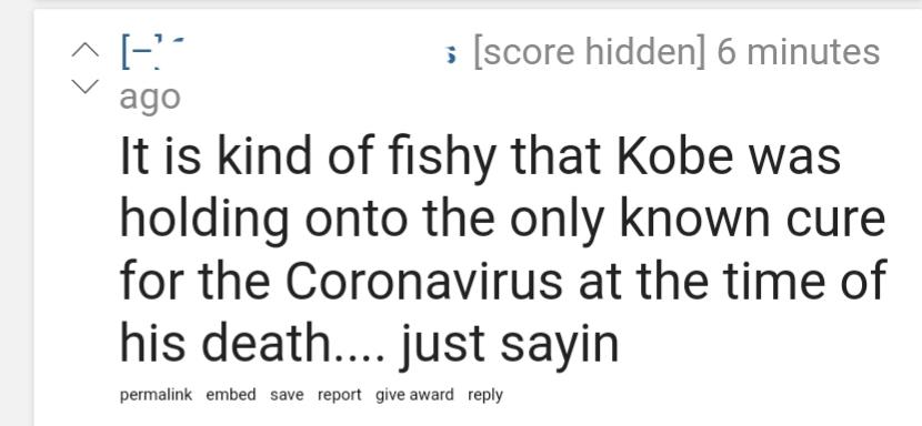 roboto font - ^ ; score hidden 6 minutes v ago It is kind of fishy that Kobe was holding onto the only known cure for the Coronavirus at the time of his death.... just sayin permalink embed save report give award