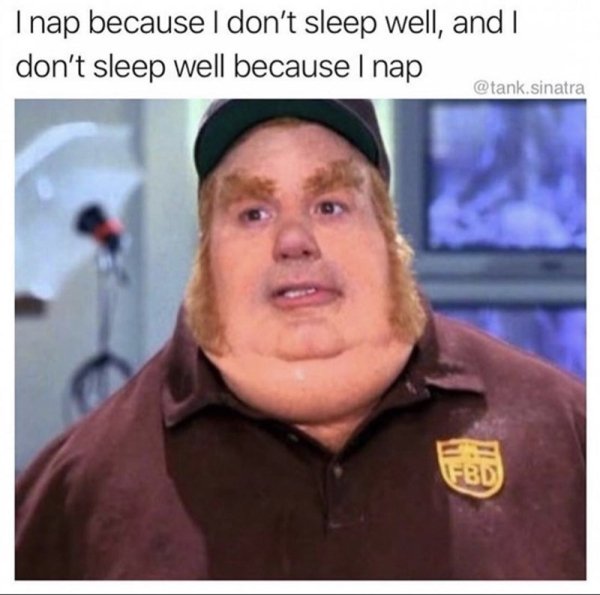 fat bastard - Inap because I don't sleep well, and I don't sleep well because I nap .sinatra