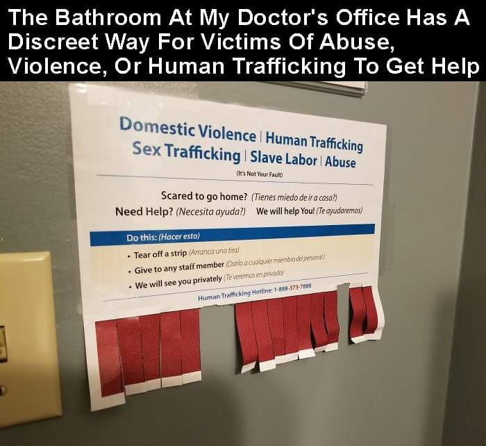 human trafficking signs washroom