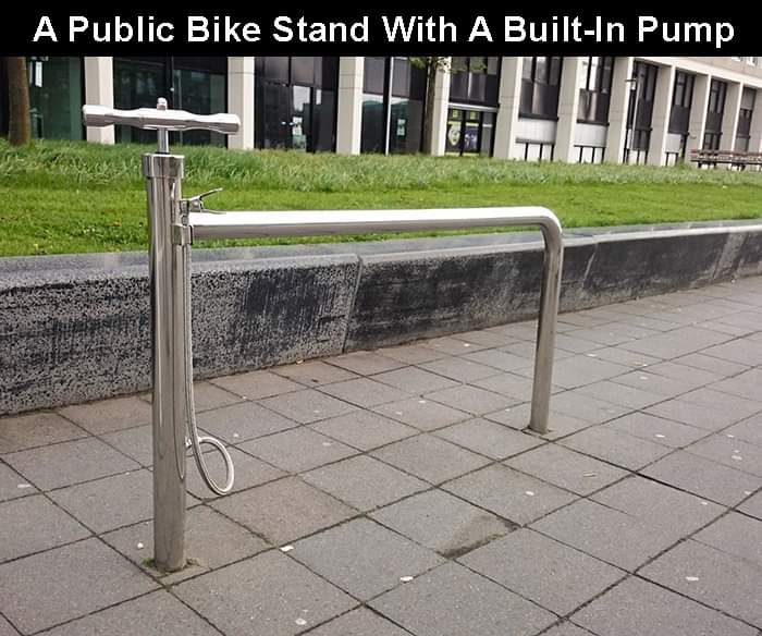 A Public Bike Stand With A BuiltIn Pump It