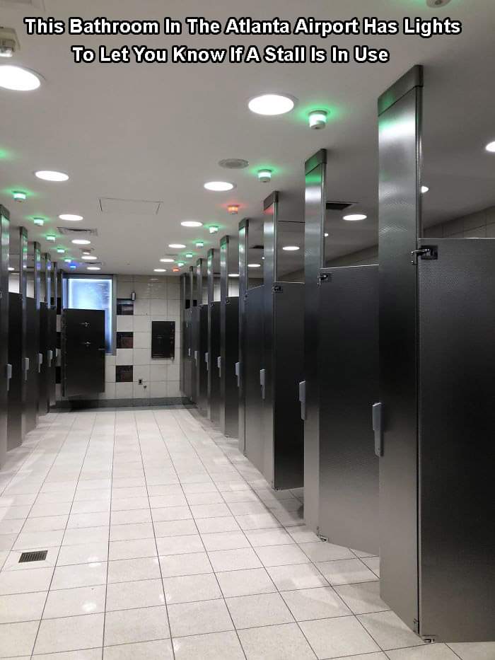 This Bathroom In The Atlanta Airport Has Lights To Let You Know If A Stall Is In Use