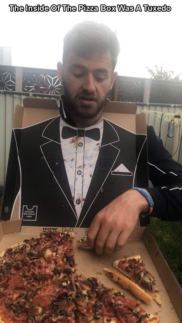 tuxedo pizza box - The Inside Of The Pizza Box Was A Tuxedo Sal add2 How Na