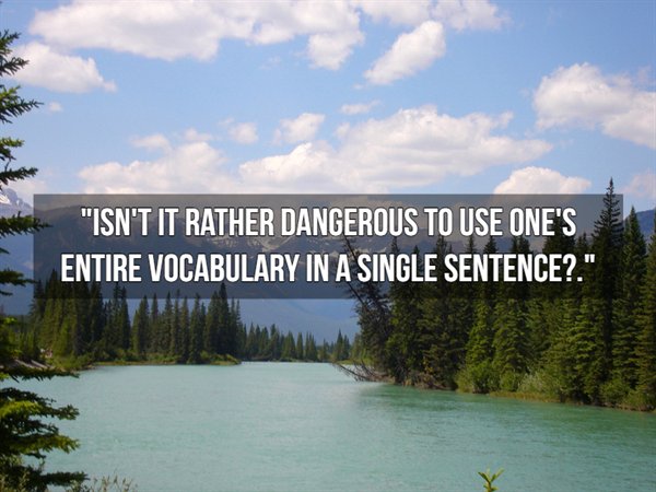 nature - "Isn'T It Rather Dangerous To Use One'S Entire Vocabulary In A Single Sentence?."