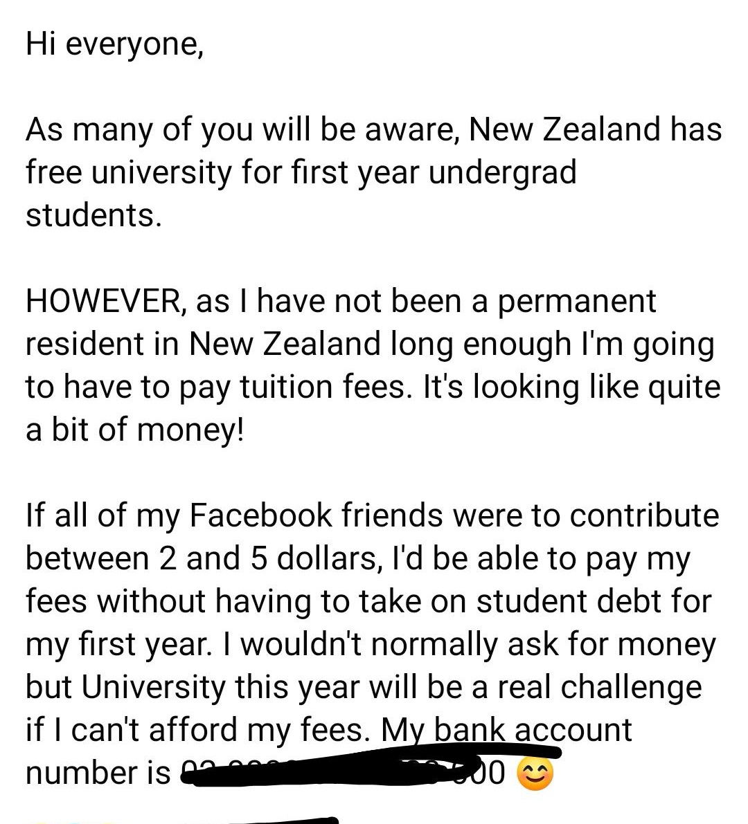 angle - Hi everyone, As many of you will be aware, New Zealand has free university for first year undergrad students. However, as I have not been a permanent resident in New Zealand long enough I'm going to have to pay tuition fees. It's looking quite a b