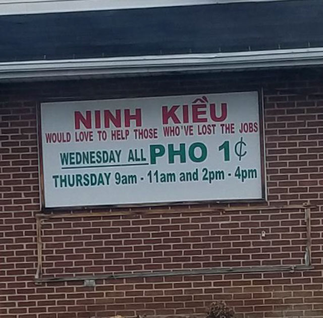 banner - Ninh Kiu. Would Love To Help Those Who'Ve Lost The Jobs Wednesday All Pho 10 Thursday 9am 11am and 2pm 4pm