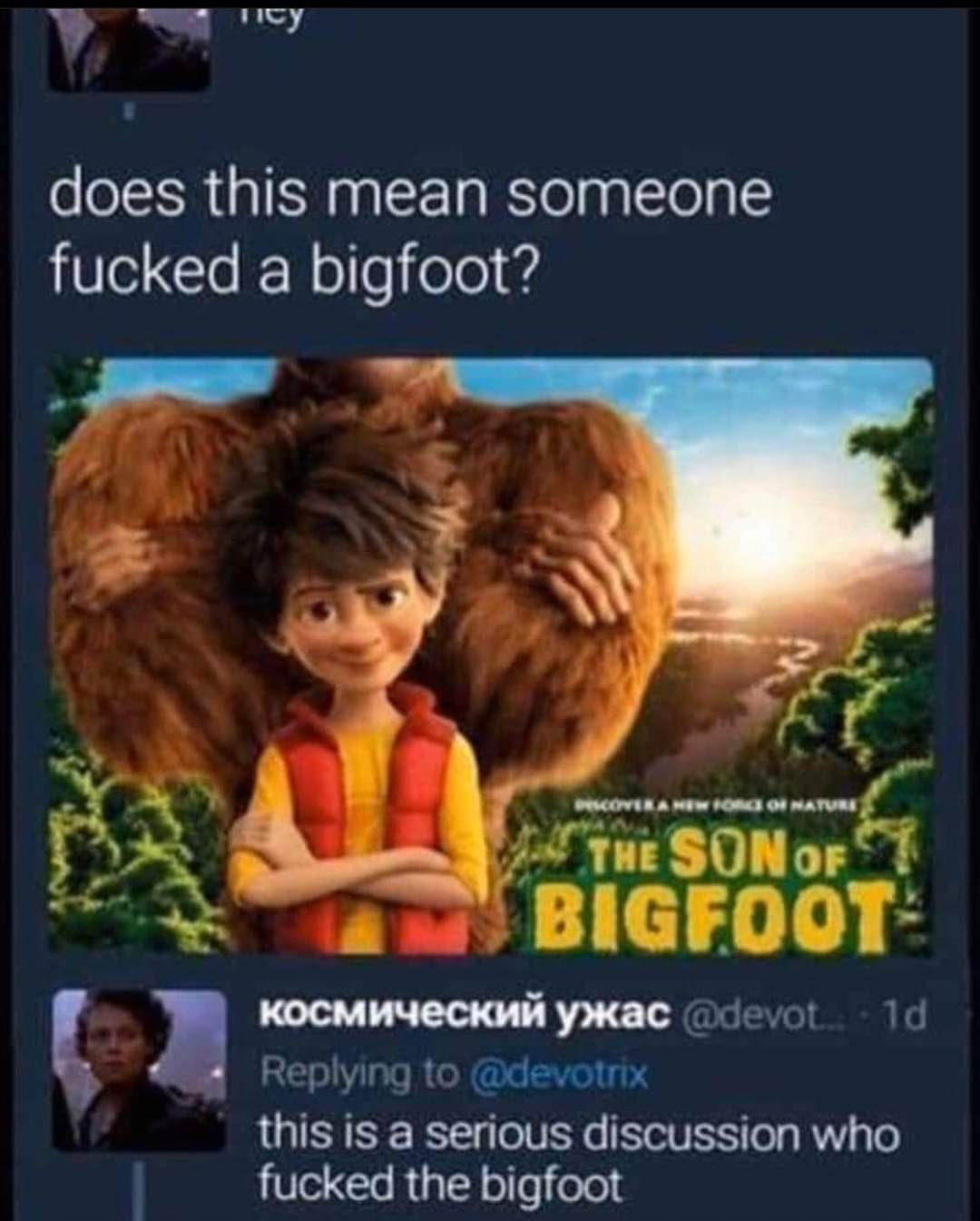fucked the bigfoot - does this mean someone fucked a bigfoot? Og Of Naturi The Son Of Bigfoots Kocmmyeckm; yskac ... 10 this is a serious discussion who fucked the bigfoot