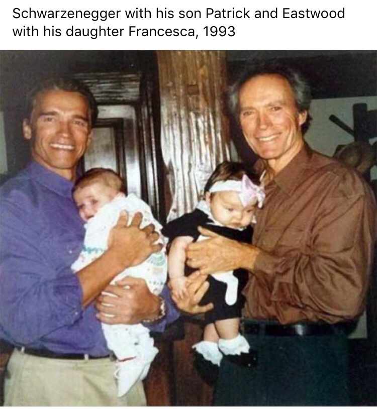 schwarzenegger clint eastwood - Schwarzenegger with his son Patrick and Eastwood with his daughter Francesca, 1993