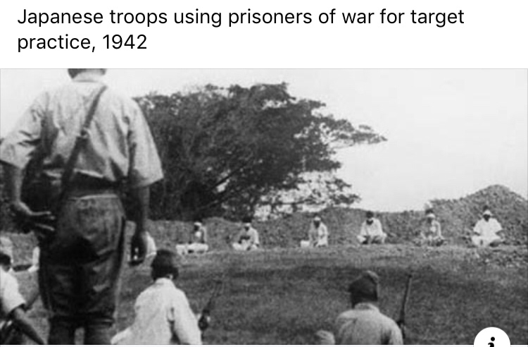 world war 2 brutal - Japanese troops using prisoners of war for target practice, 1942