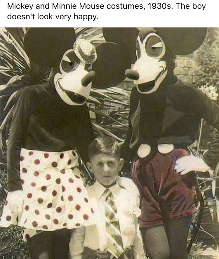 vintage mickey mouse costume - Mickey and Minnie Mouse costumes, 1930s. The boy doesn't look very happy.