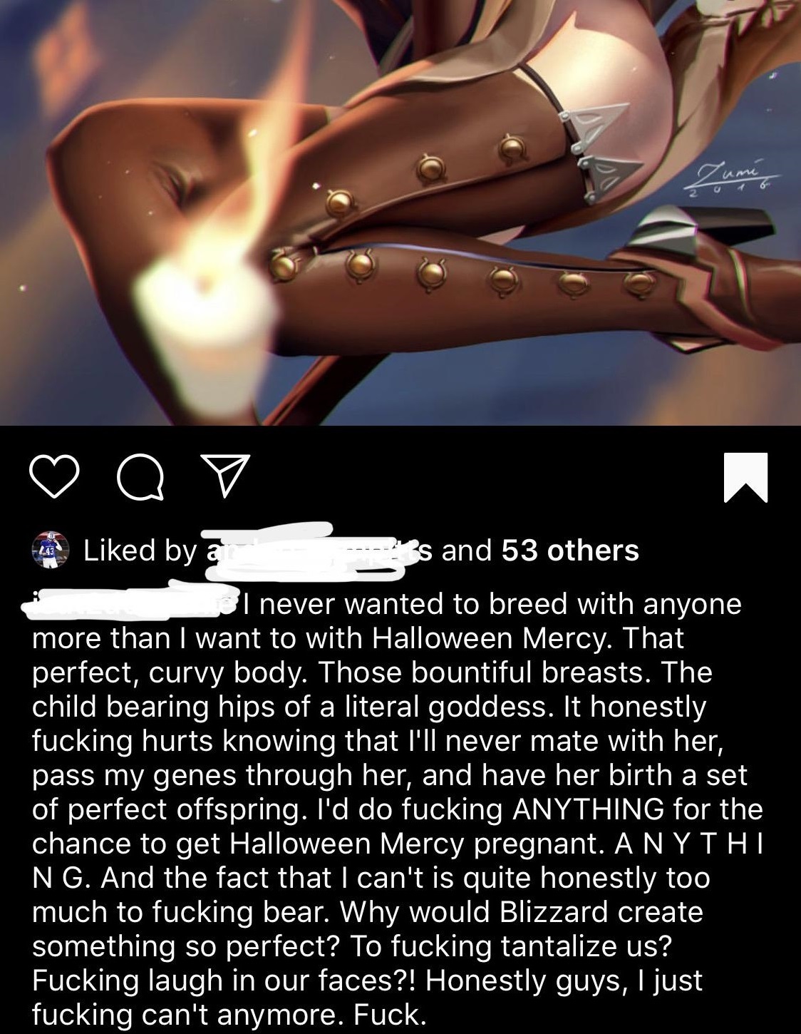 arm - av d by ses and 53 others I never wanted to breed with anyone more than I want to with Halloween Mercy. That perfect, curvy body. Those bountiful breasts. The child bearing hips of a literal goddess. It honestly fucking hurts knowing that I'll never