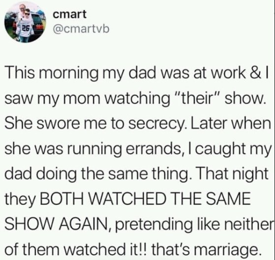 1 peter 3 3 4 - cmart This morning my dad was at work &1 saw my mom watching "their" show. She swore me to secrecy. Later when she was running errands, I caught my dad doing the same thing. That night they Both Watched The Same Show Again, pretending neit