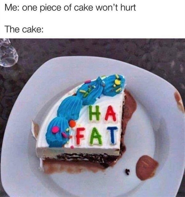 funny snapchats - Me one piece of cake won't hurt The cake Fat