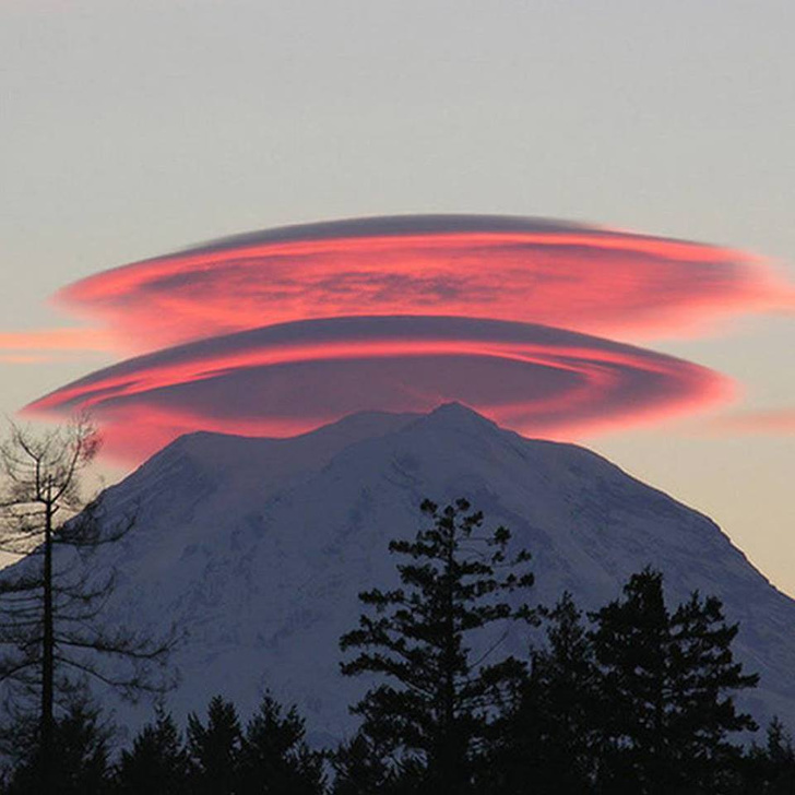 lenticular clouds over mt rainier