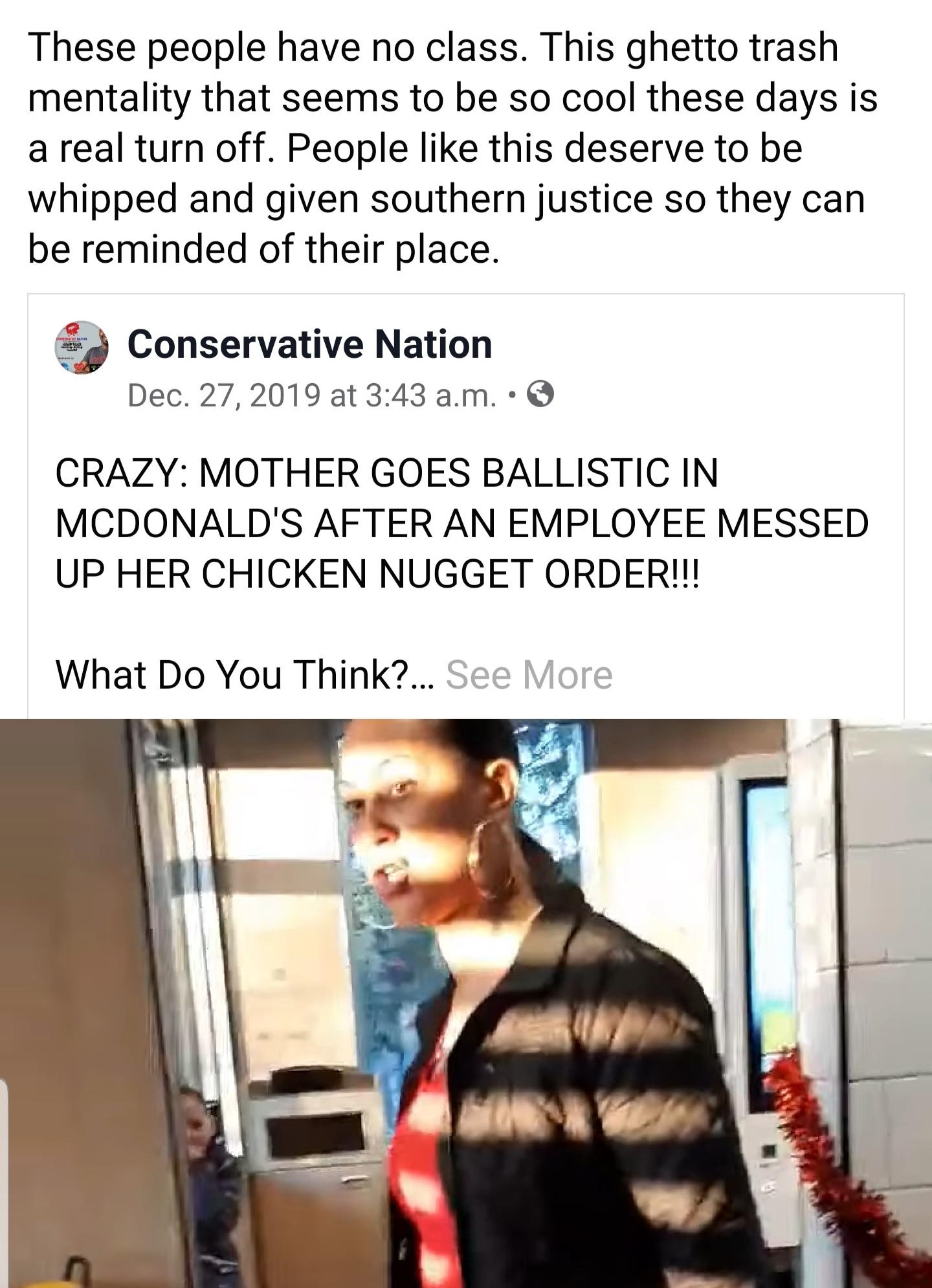 shoulder - These people have no class. This ghetto trash mentality that seems to be so cool these days is a real turn off. People this deserve to be whipped and given southern justice so they can be reminded of their place. Conservative Nation Dec. 27, 20