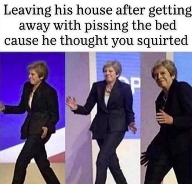boss quits meme - Leaving his house after getting away with pissing the bed cause he thought you squirted