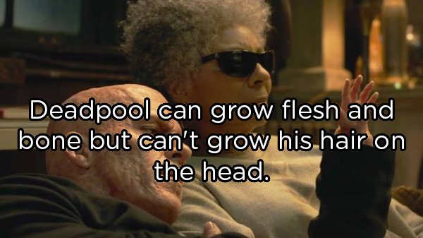 deadpool hand - Deadpool can grow flesh and bone but can't grow his hair on the head.