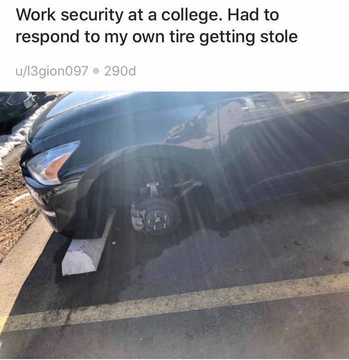 bumper - Work security at a college. Had to respond to my own tire getting stole u13gion097290d