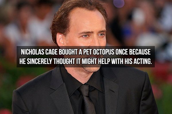 nicolas cage - Nicholas Cage Bought A Pet Octopus Once Because He Sincerely Thought It Might Help With His Acting.