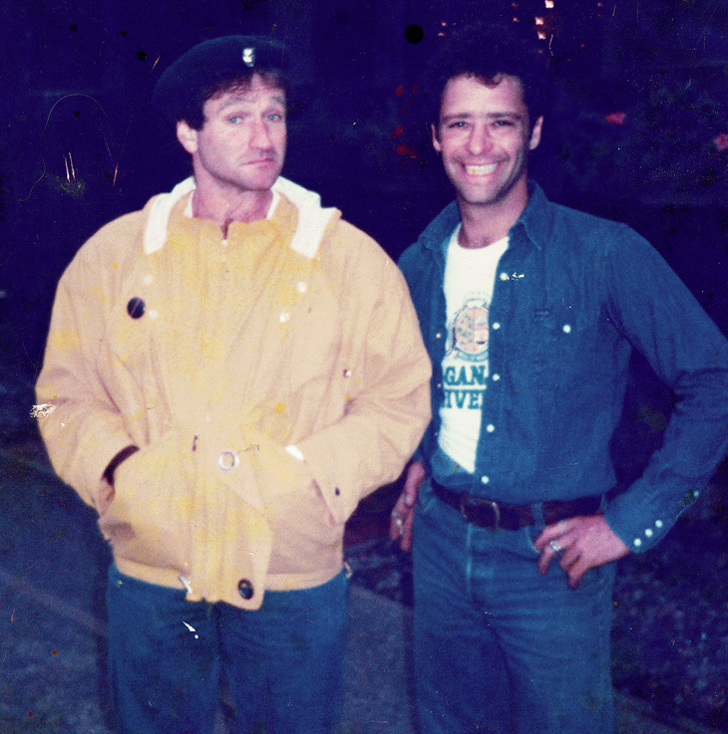 “My dad with Robin Williams, circa 1989”